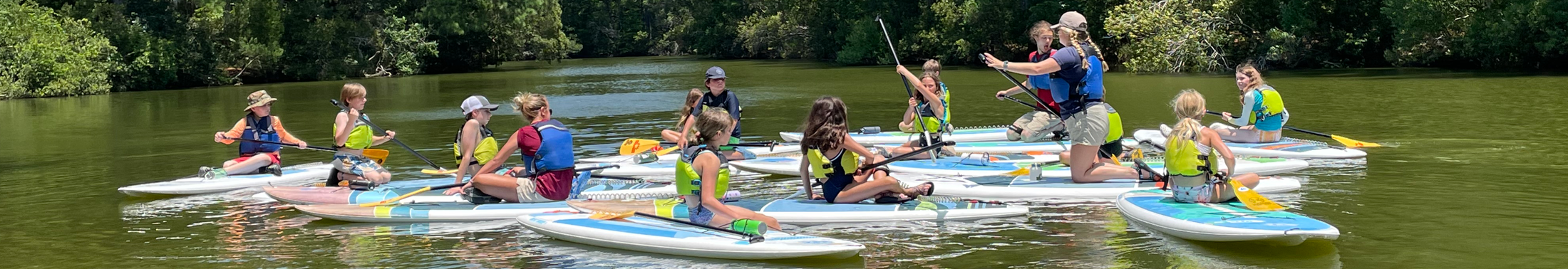 Kids on stand up paddleboards